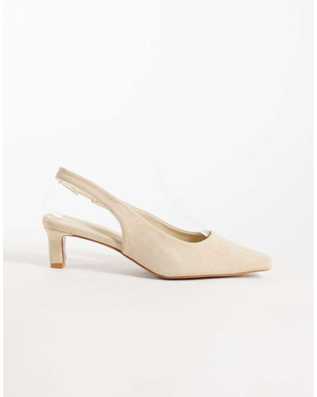 Glamorous White Slingback Kitten Heel Shoes
