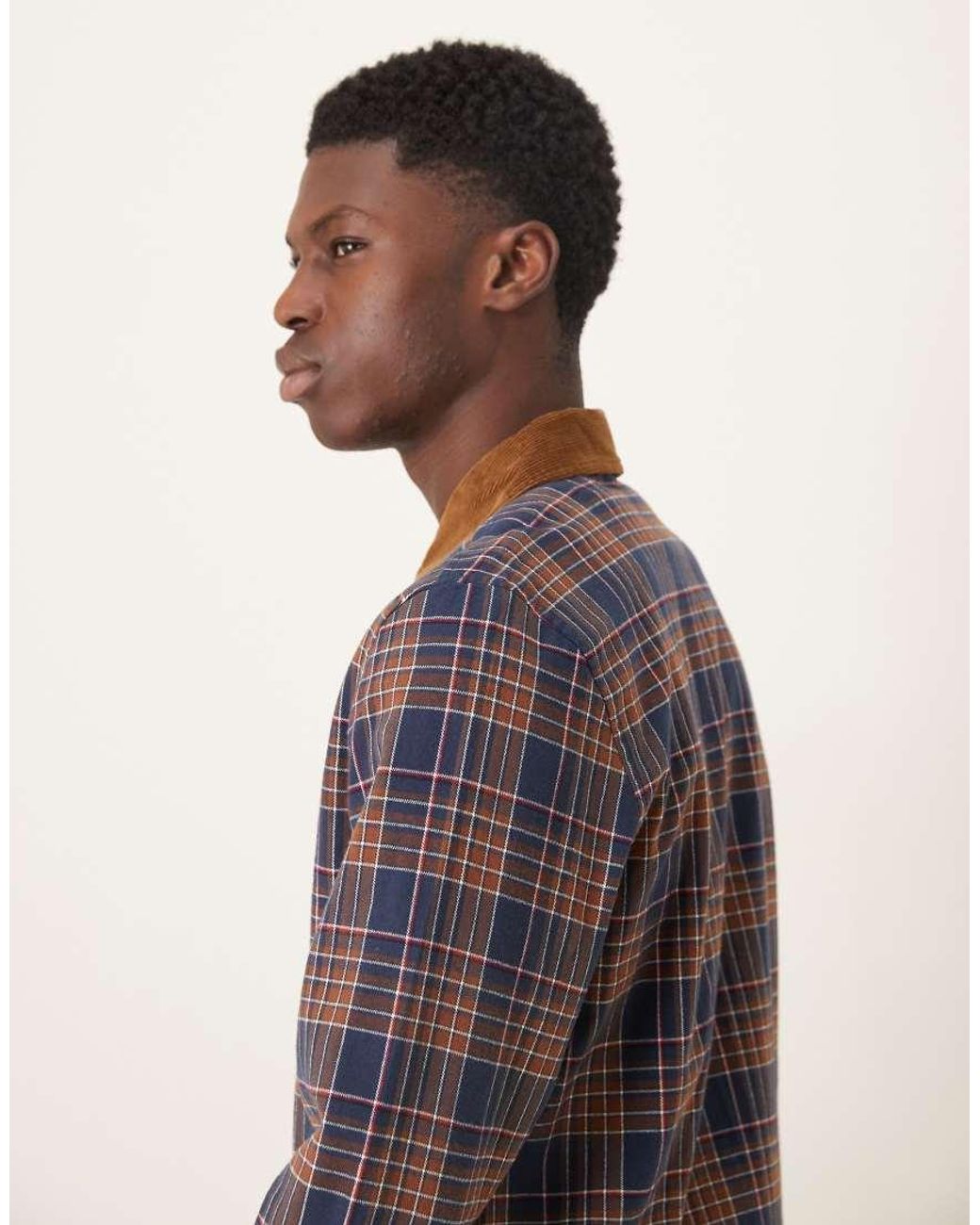 ASOS Blue Overshirt With Cord Collar for men