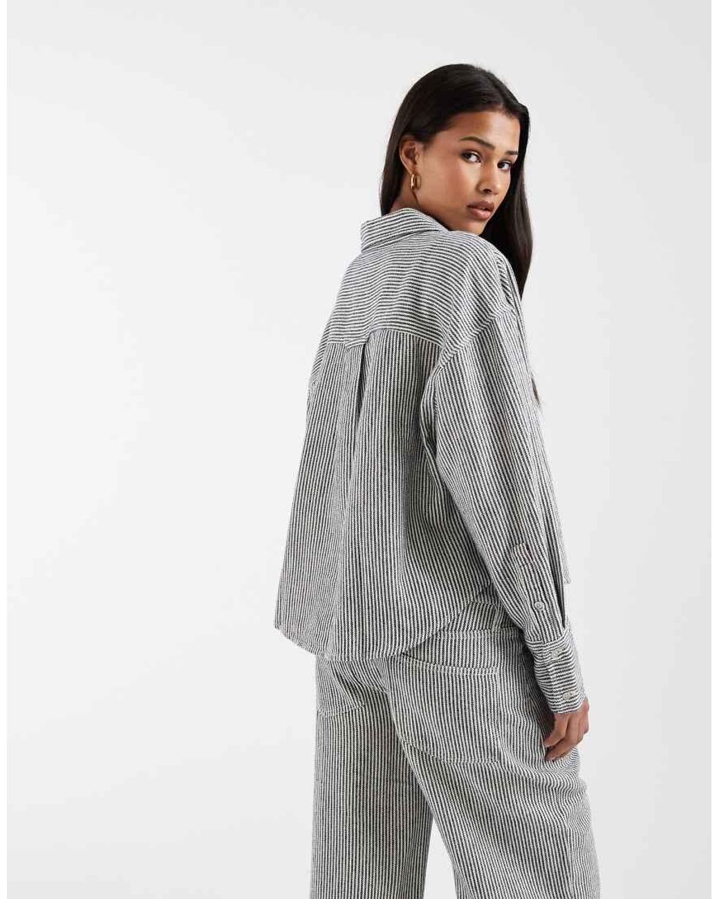 Gap Gray Co-Ord Striped Linen Mix Shirt