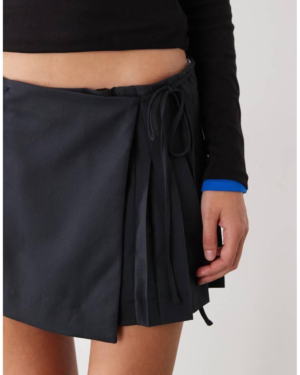 Monki White Pleated Wrap Mini Skirt