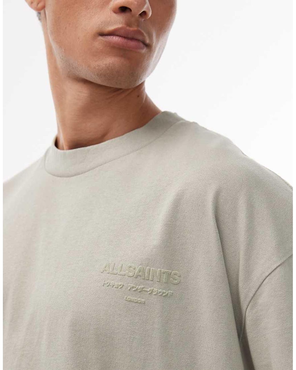 AllSaints Gray Xander Flocked T-Shirt for men