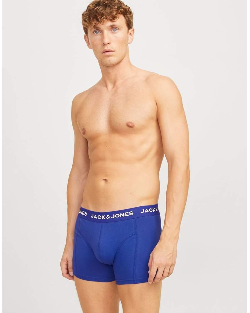 Jack & Jones Blue Emu 4 Pack Jersey Stretch Trunks for men