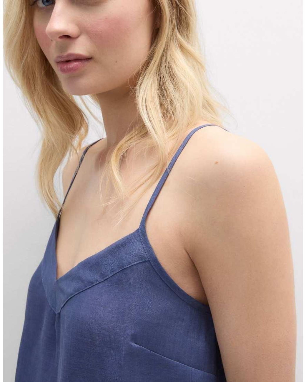 Intimissimi Blue The Pure Linen Plain-Weave Linen Top
