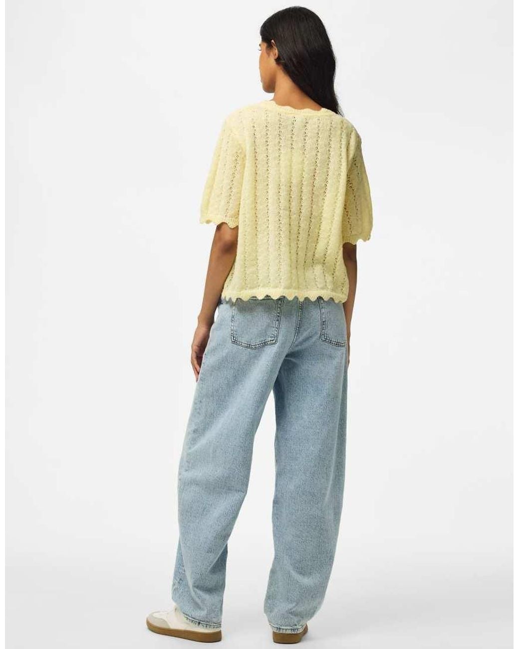 Pieces Yellow Knitted Cardigan