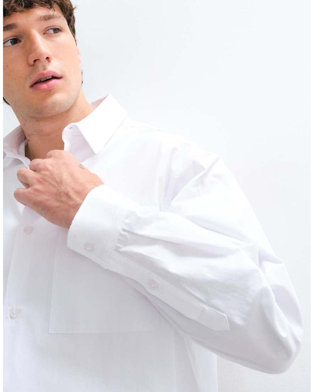 ASOS White Boxy Oversized Poplin Shirt for men