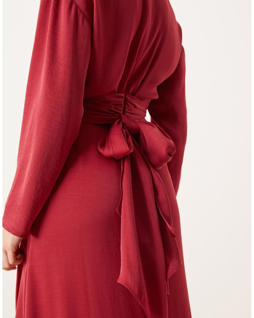 ASOS Red Tie Back Satin Slip Maxi Dress