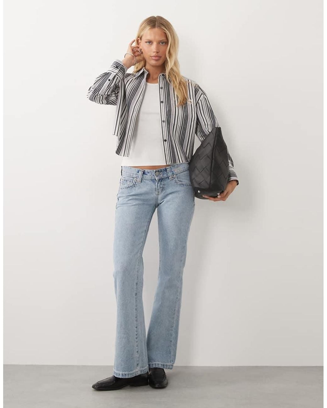 Calvin Klein Gray Cropped Cotton Poplin Shirt