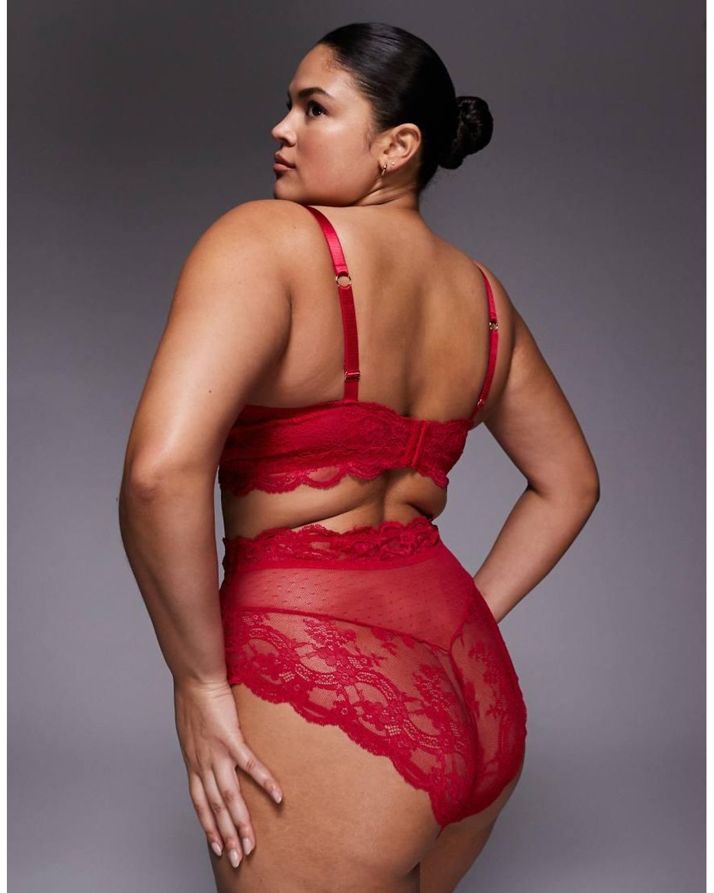 ASOS Red Asos Design Curve Lola Lace High Waist Brief