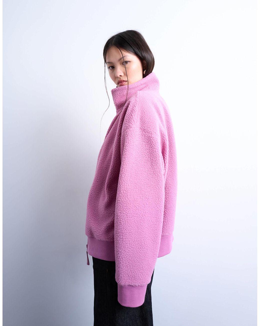 TOPSHOP Pink Borg Funnel Zip Through