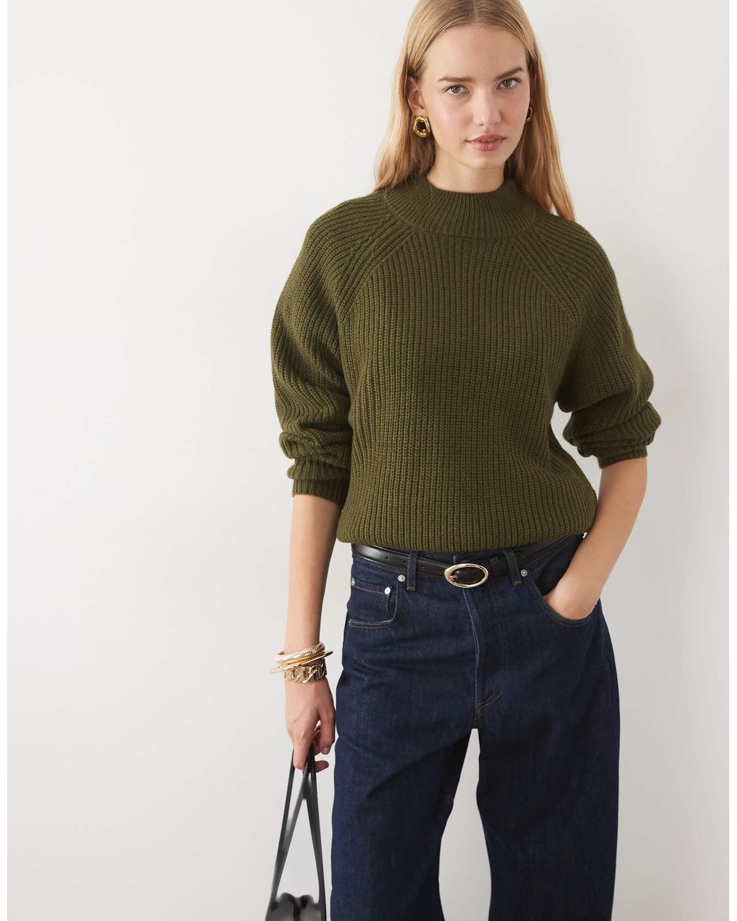 Threadbare Green High Neck Sweater