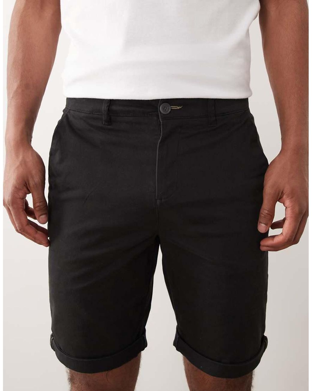 Only & Sons White Regular Fit Chino Shorts for men