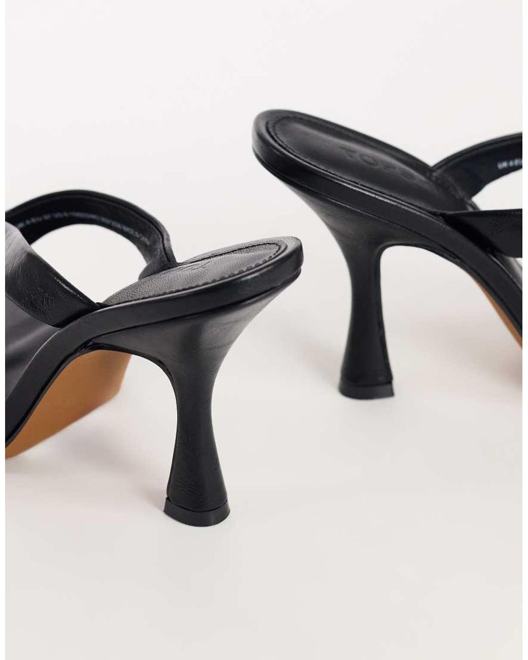 TOPSHOP Black Nina Toe Thong Heeled Sandal