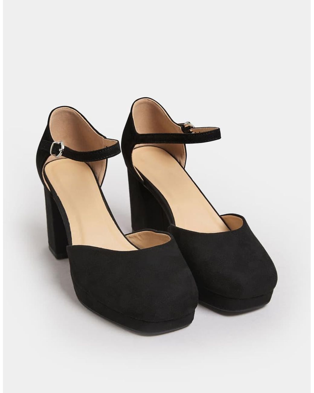 Yours Clothing Black Platform Court Shoes