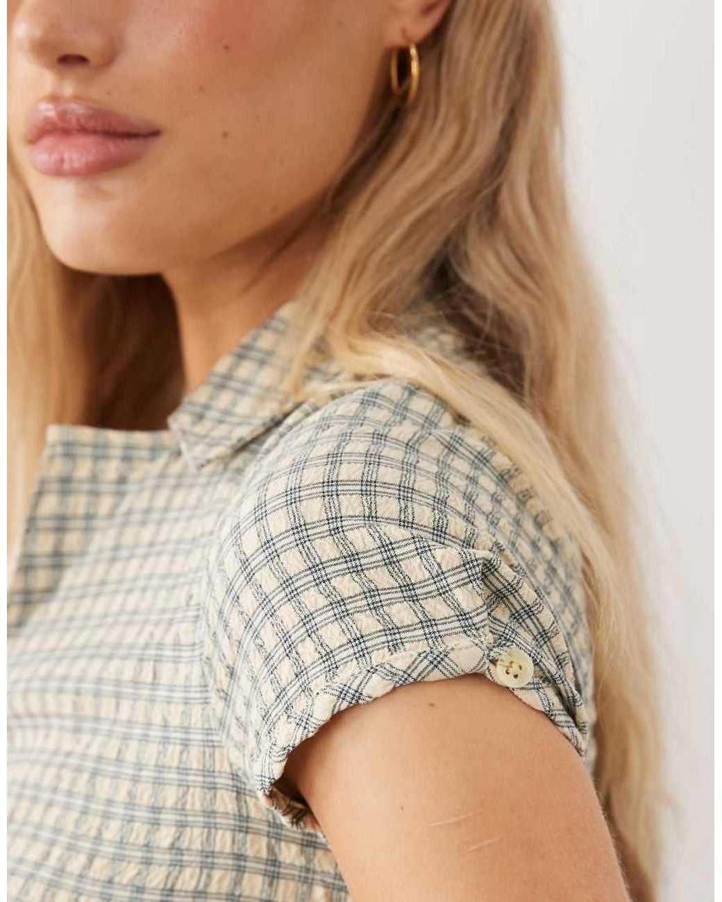 Free People Natural Fitted Short Sleeve Blouse
