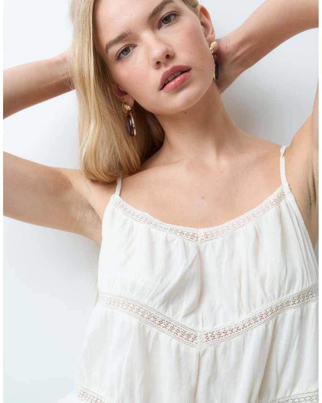 Vila White Lace Trim Cami Top Co-ord