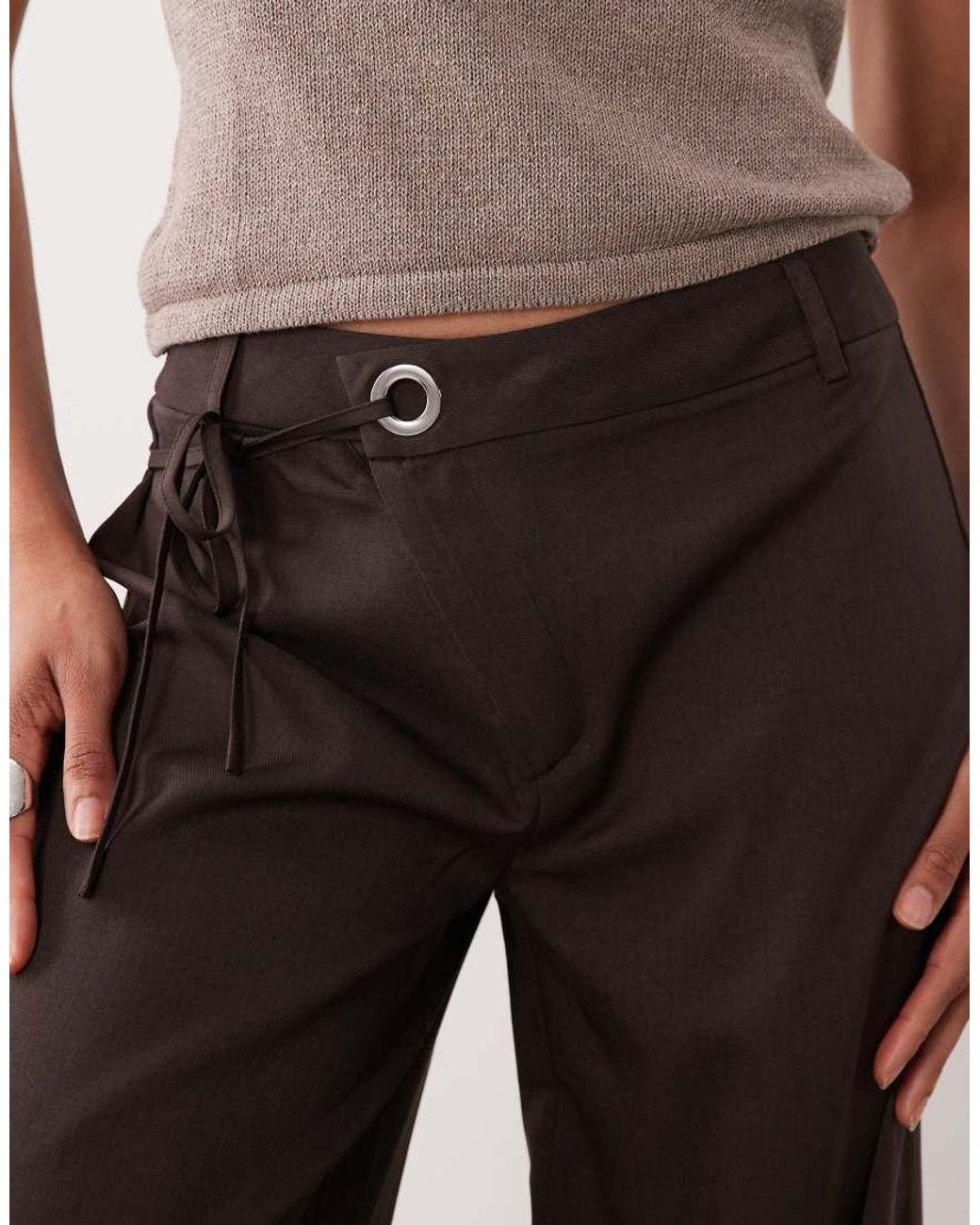 The Frolic Black Exclusive Eyelet Tie Waist Detail Trouser