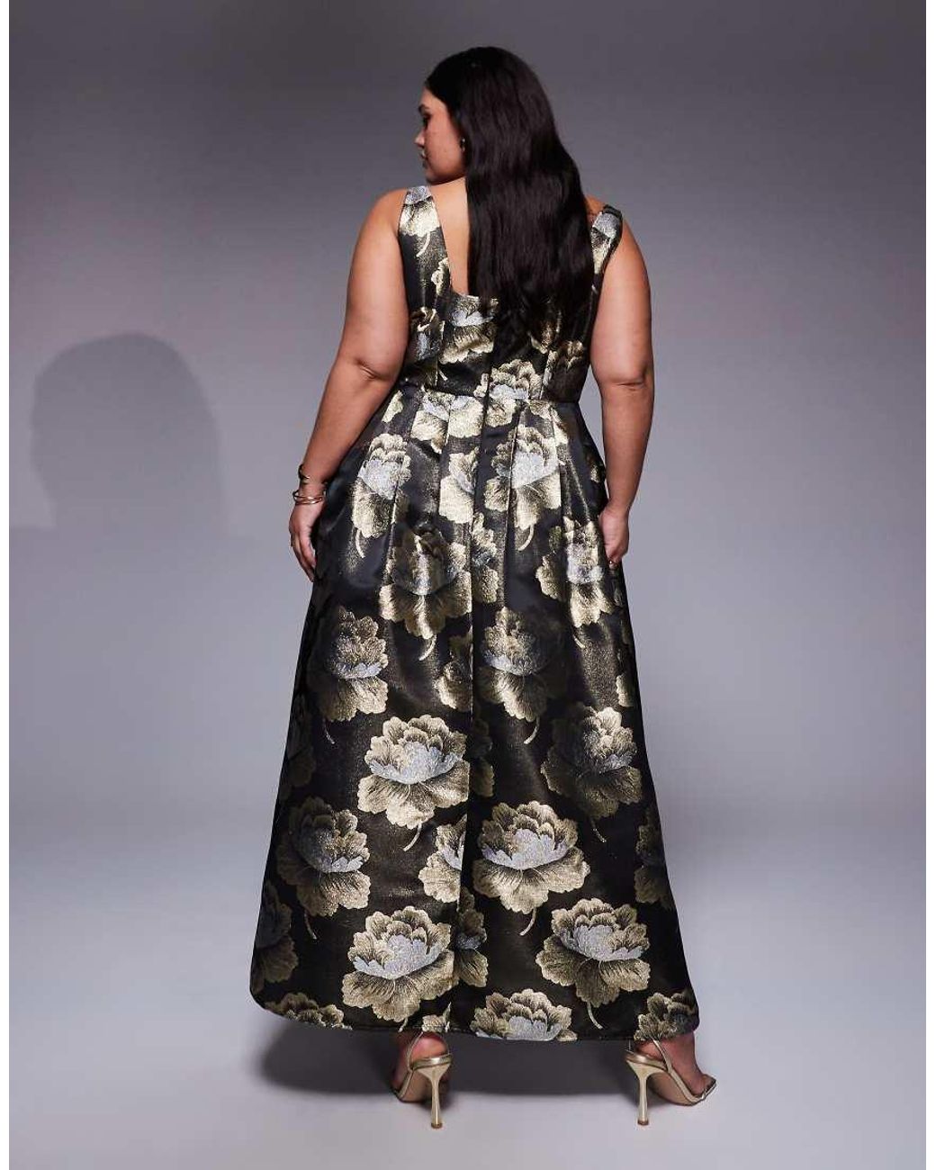 ASOS Multicolor Curve Jacquard 3d Floral Maxi Dress