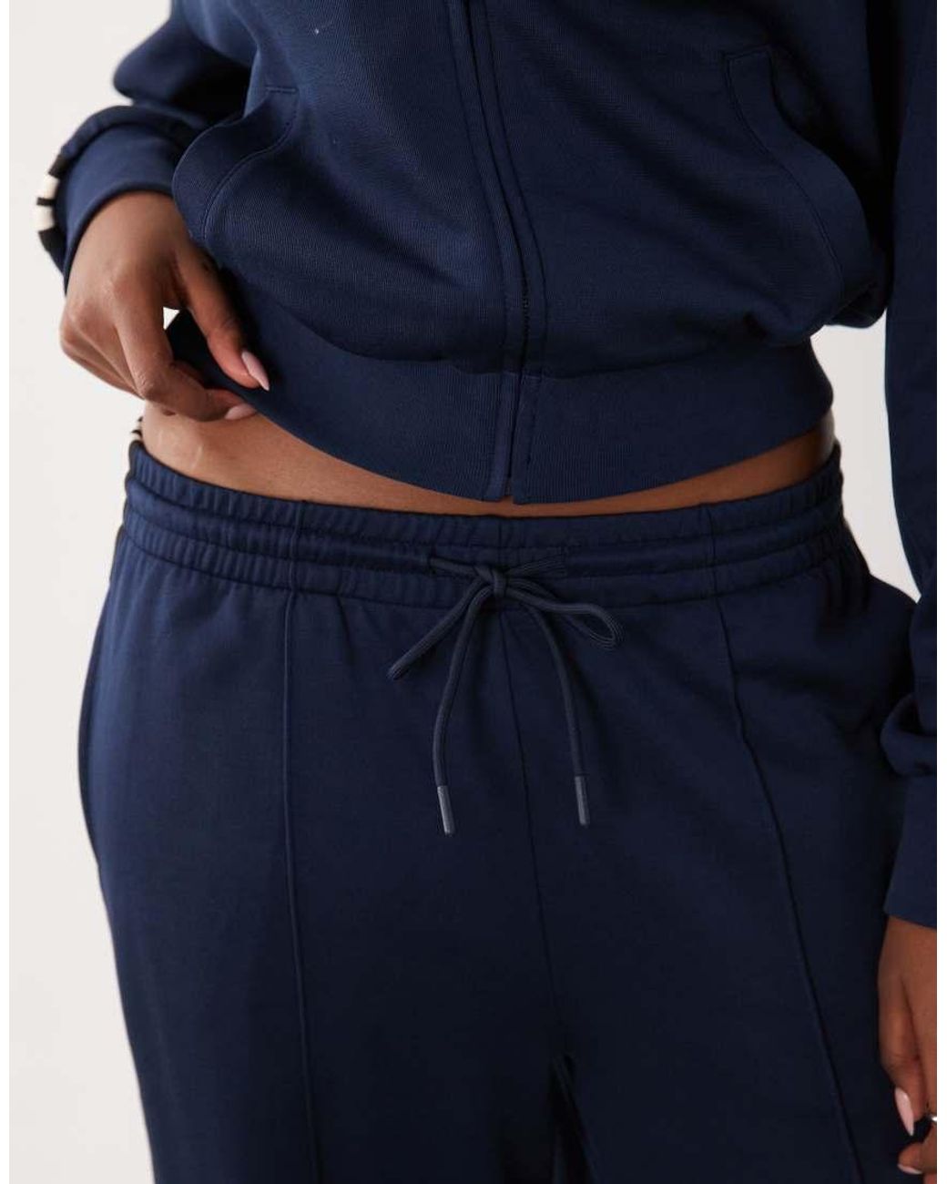 GOOD AMERICAN Blue Satin Stripe Detail Track Pants