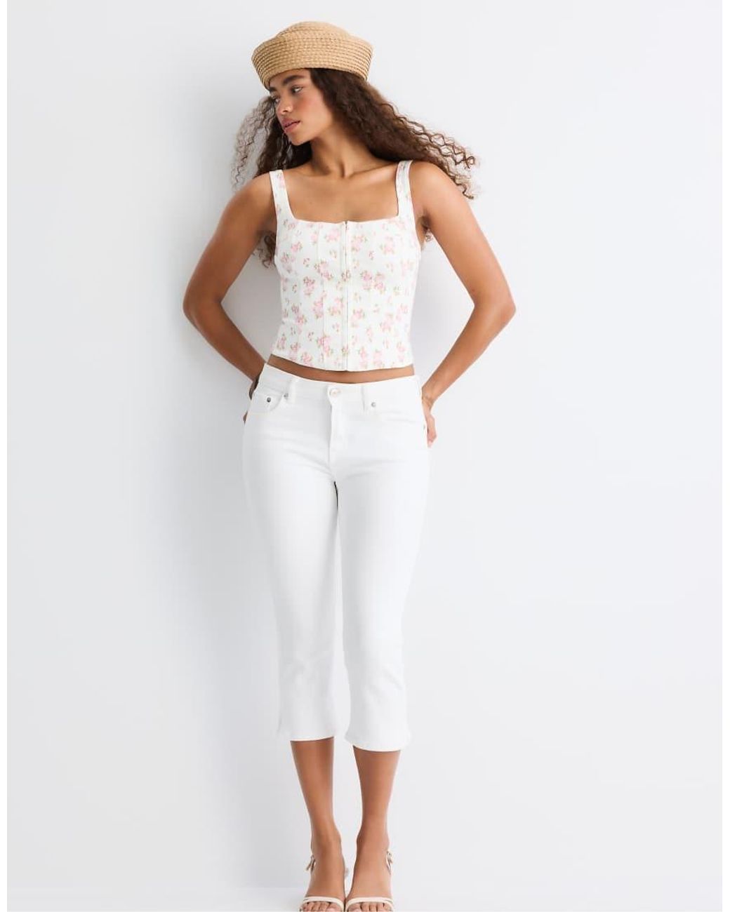 Stradivarius White Corset Top With Straps