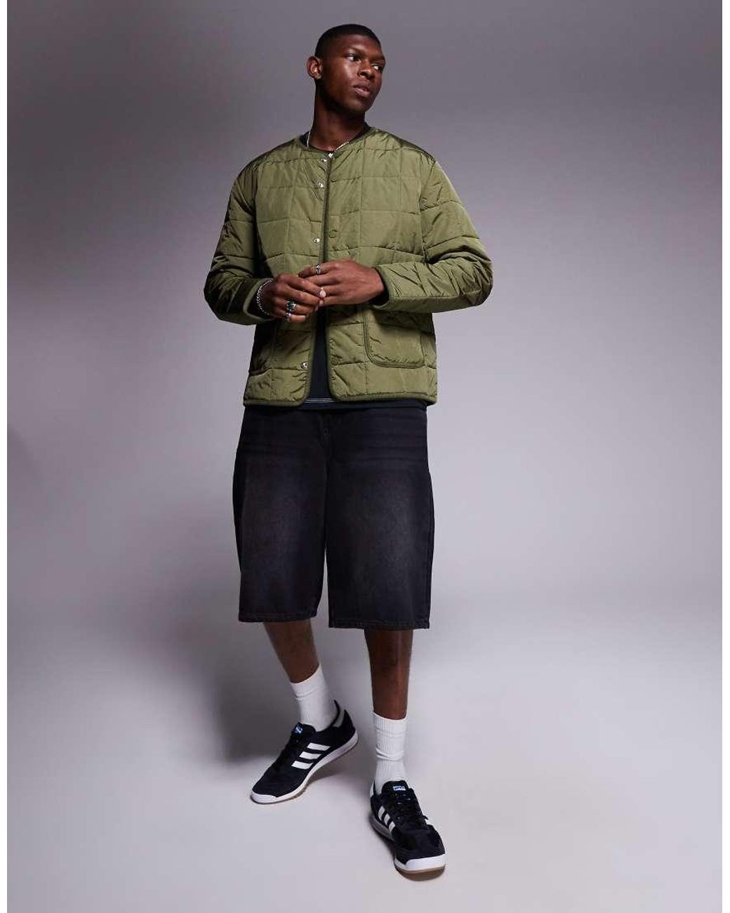 Adidas Originals Green Quilted Jacket for men