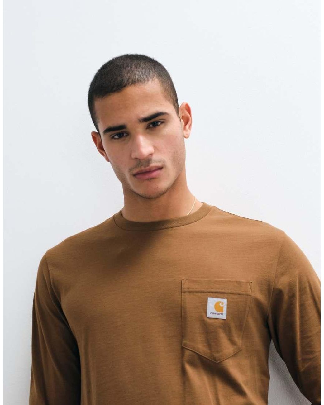 Carhartt Brown Pocket Long Sleeve T-shirt for men