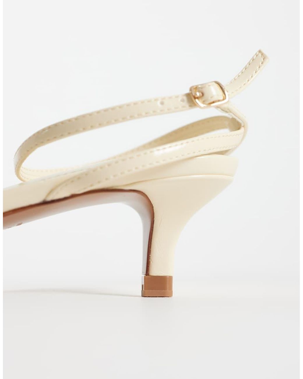 Mango White Strappy Kitten Heeled Sandal