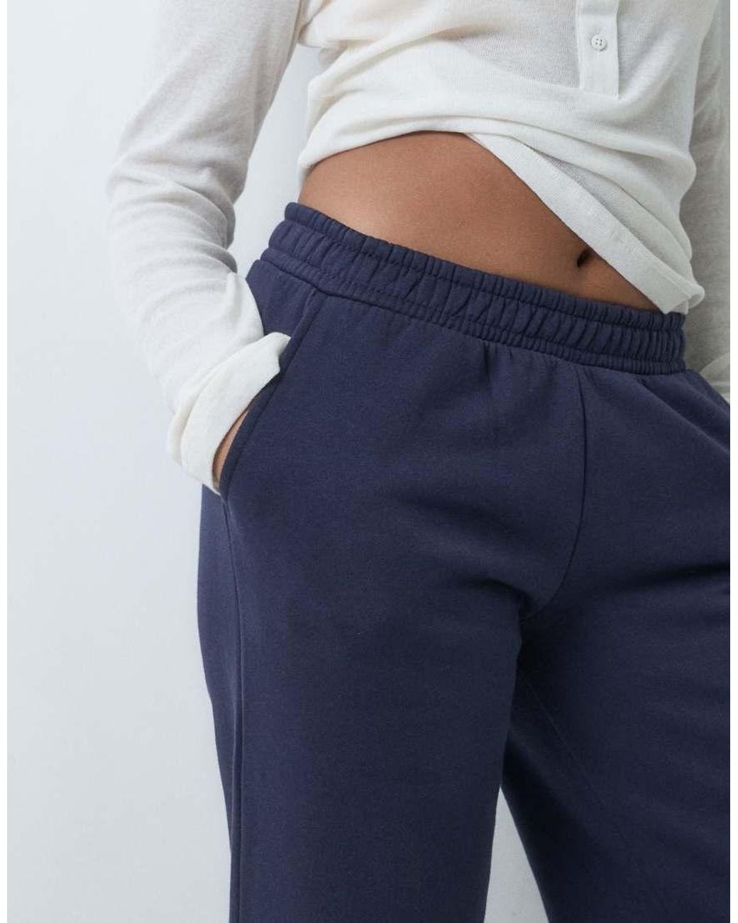 ASOS Blue Asos Design Petite Wide Leg Brushback jogger