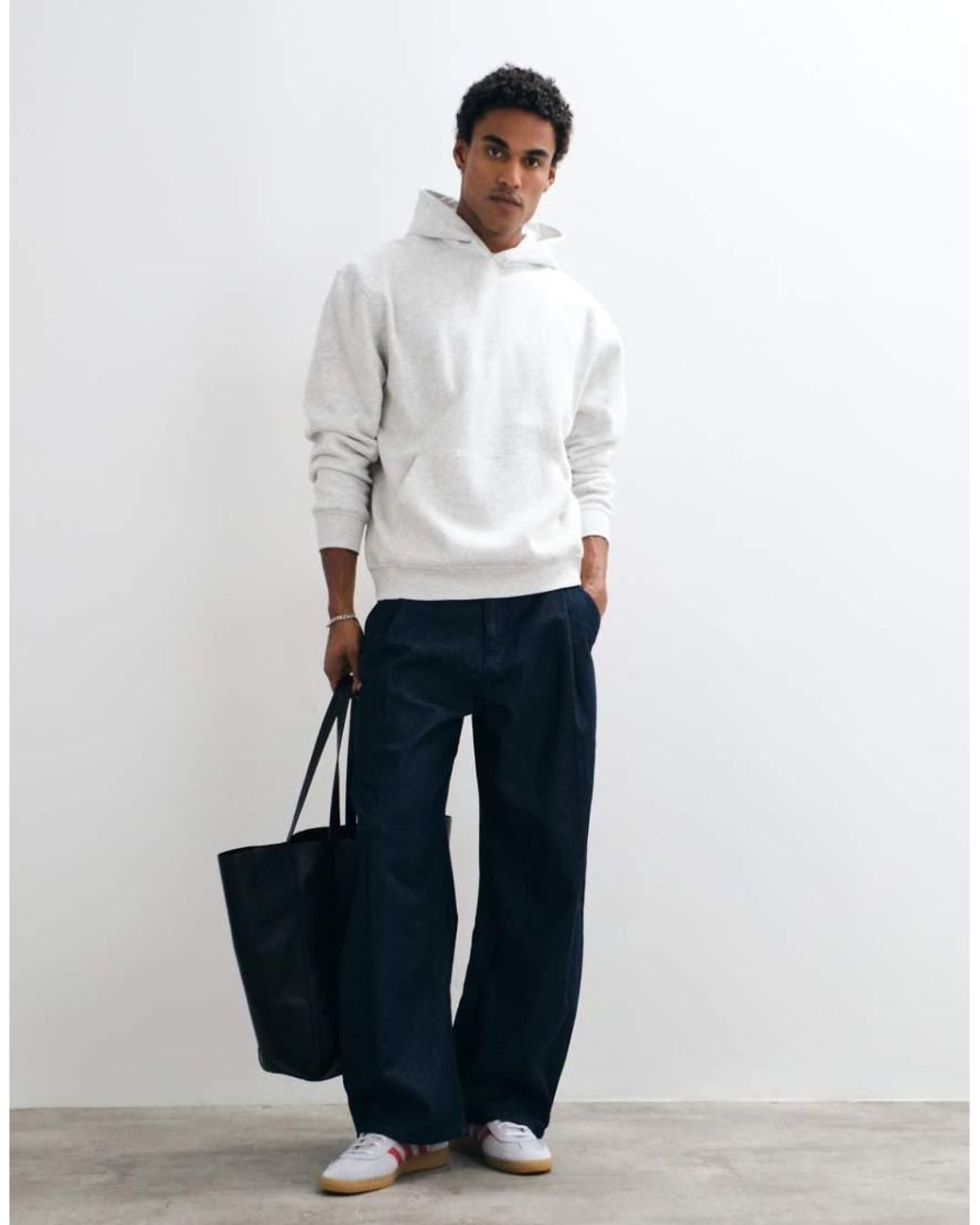 ASOS White Relaxed Hoodie With Back Puff Print for men