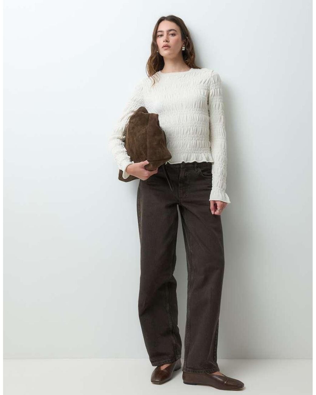 ASOS Gray Knitted Jumper With Smock Detail