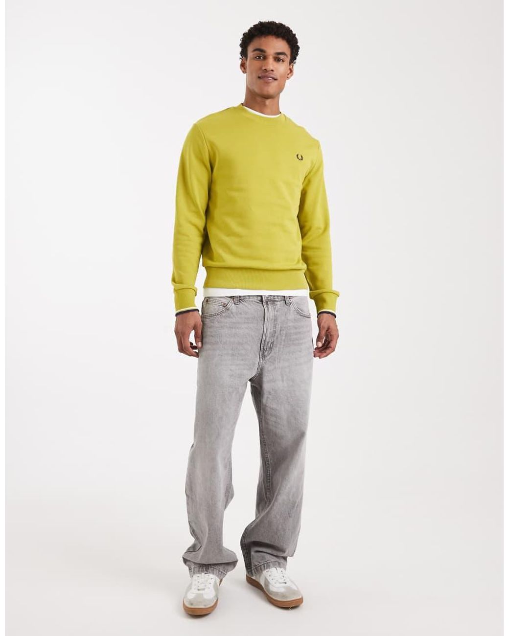 Fred Perry Yellow Tipped Crew Neck Sweatshirt for men