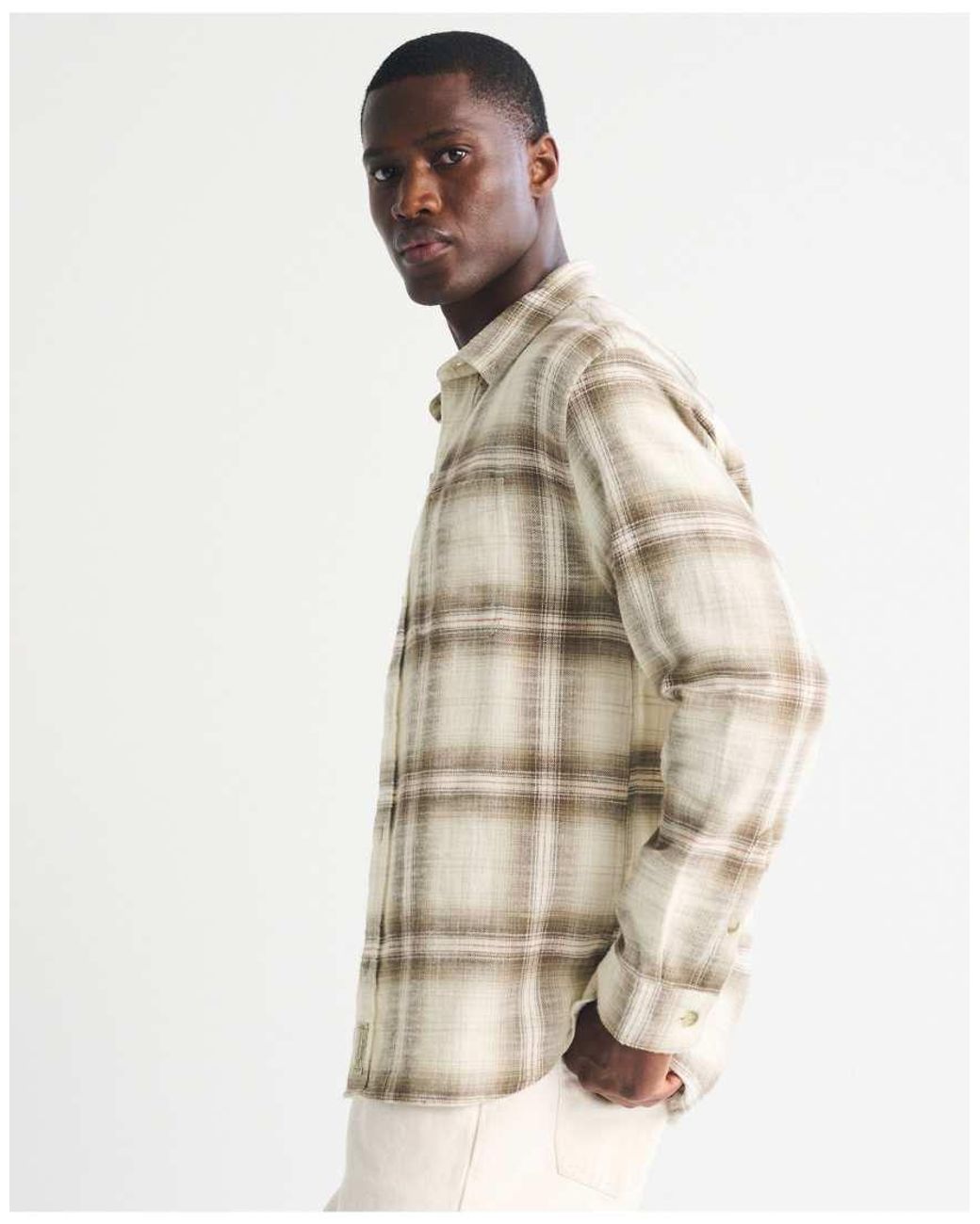 Abercrombie & Fitch Natural Vintage-Inspired Flannel Shirt for men