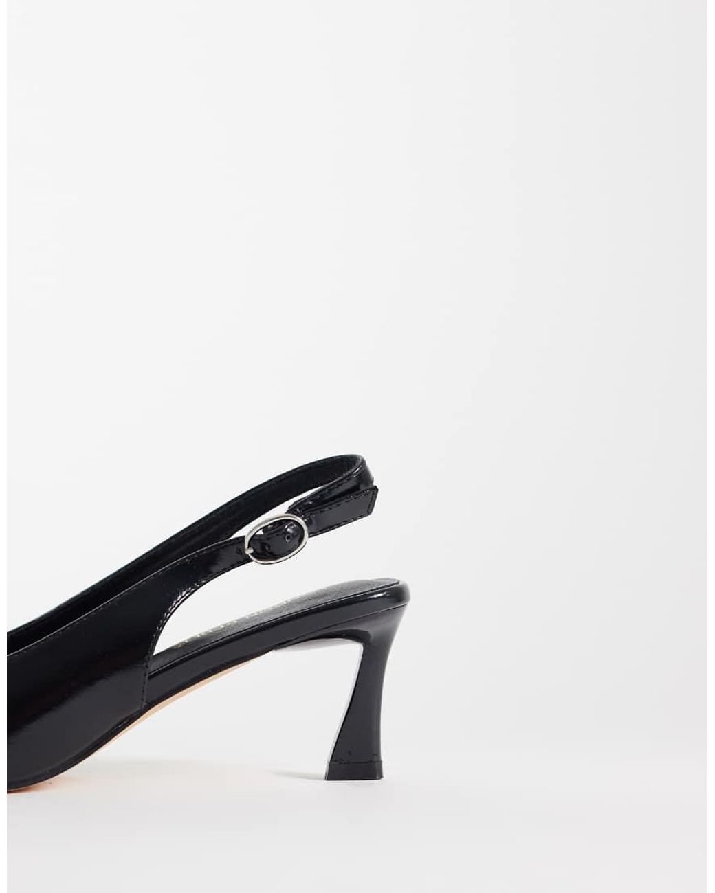 London Rebel Black Eliza Sling Back Kitten Heels