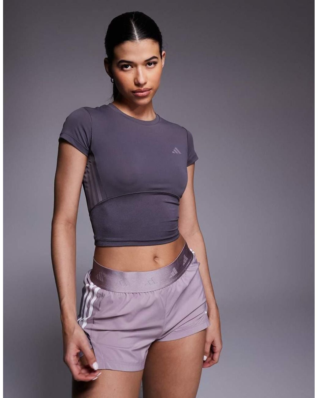 Adidas Originals Purple Adidas Training Hyperglam High Shine Baby Tee