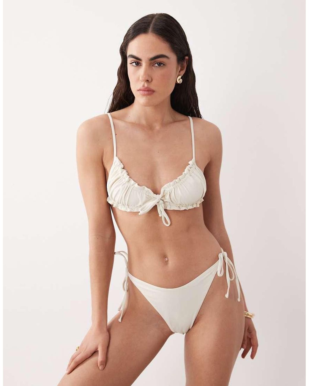 Miss Selfridge White Mix And Match Scrunchie Bikini Top