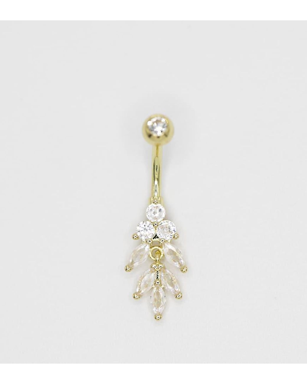 Lovisa Metallic Plated Titanium Marquise Diamante Belly Bar