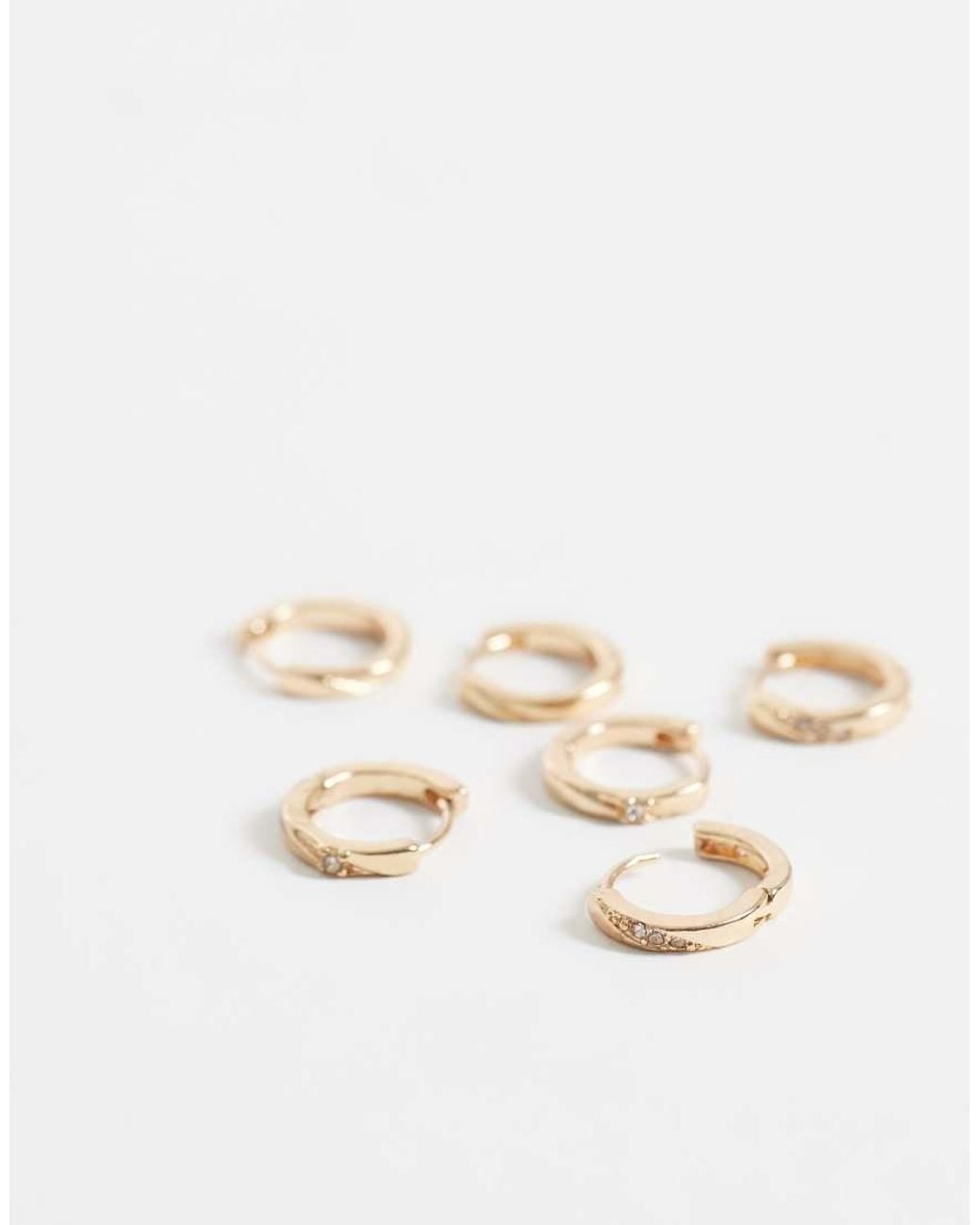 Pieces White 3 Pack Embellished Small Chunky Hoop Earrings