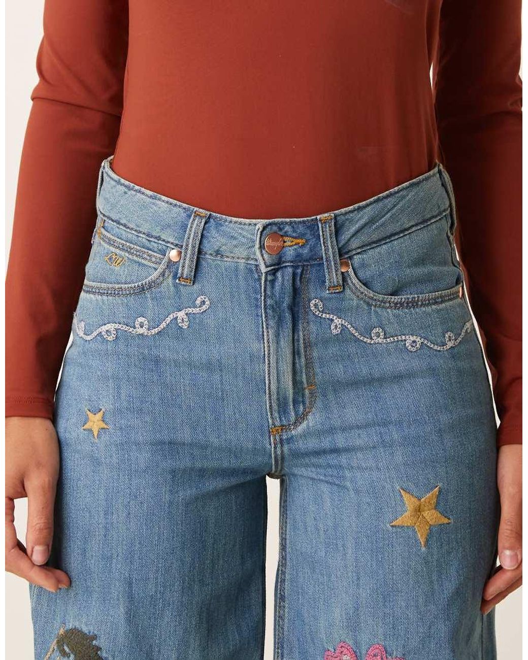 Wrangler Blue X Lainey Wilson Embroidered Wide Leg Jeans