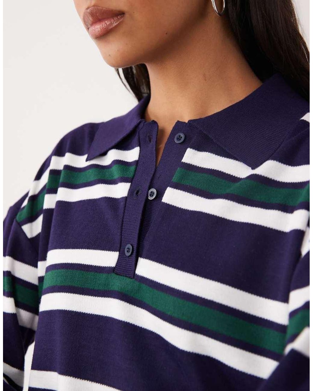 Brave Soul Blue Knitted Polo Top