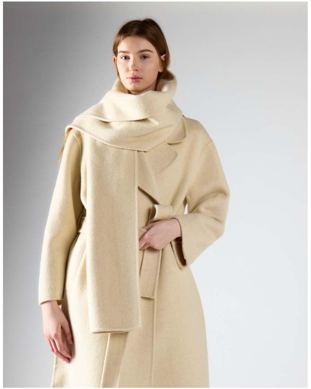 Glamorous Natural Belted Wool Wrap Coat