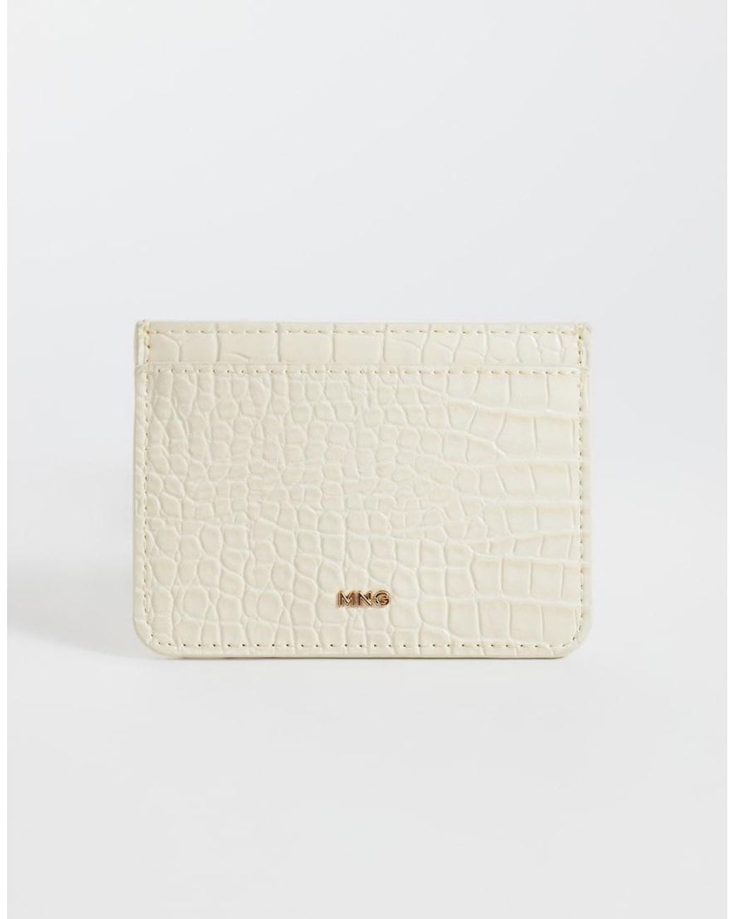 Mango Natural Croc Effect Card Holder