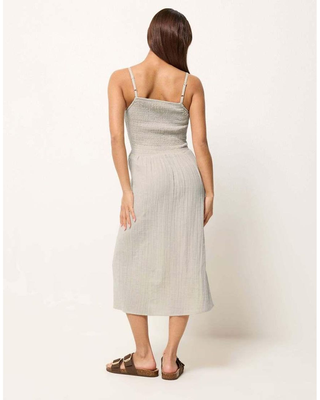 PixieGirl White Petite Cheesecloth Midi Dress