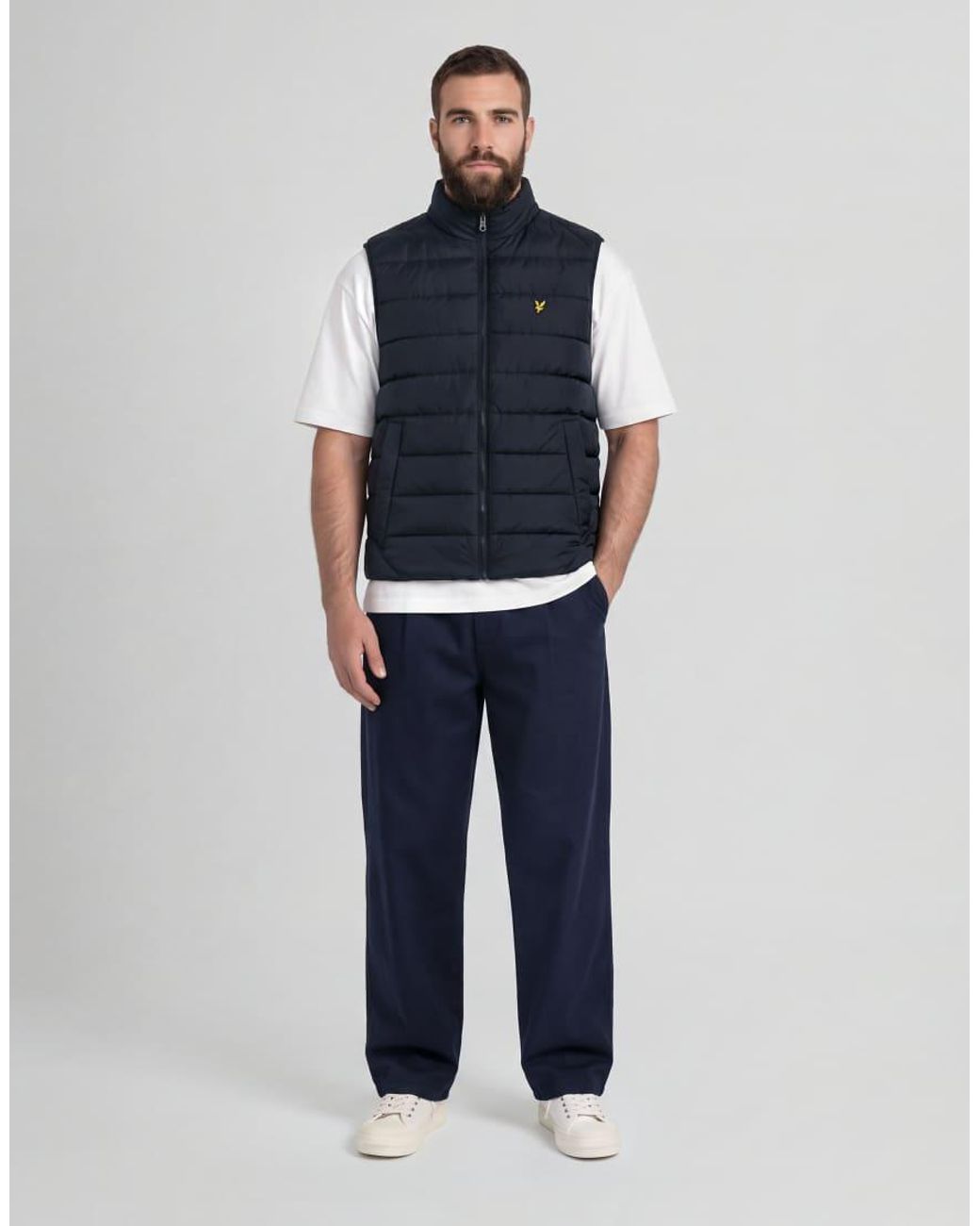 Lyle & Scott Blue Mid Jackets Quilted Gilet for men