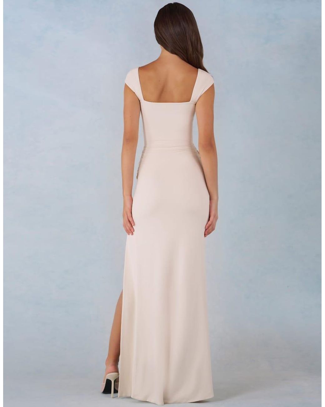 Oh Polly Gray Modal Sweetheart Cap Sleeve Draped Detail Maxi Dress