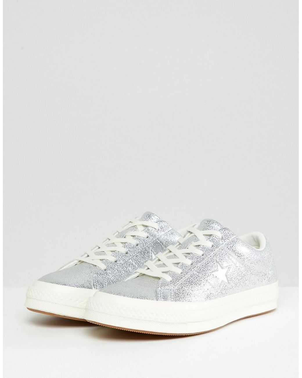 Converse One Star Ox Trainer In Silver in Metallic | Lyst UK