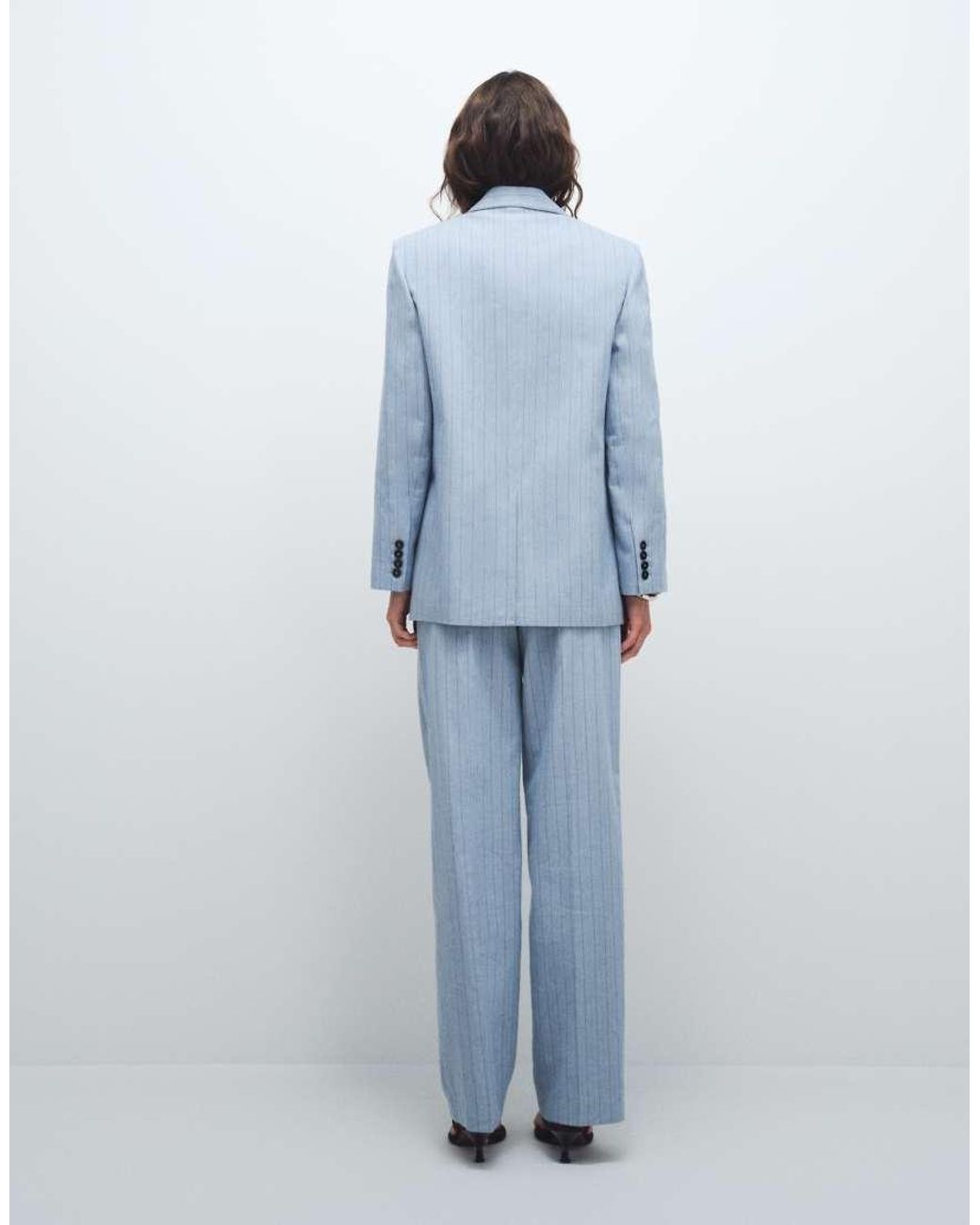 Mango Blue Pedro Tailored Straight Trouser Co-ord