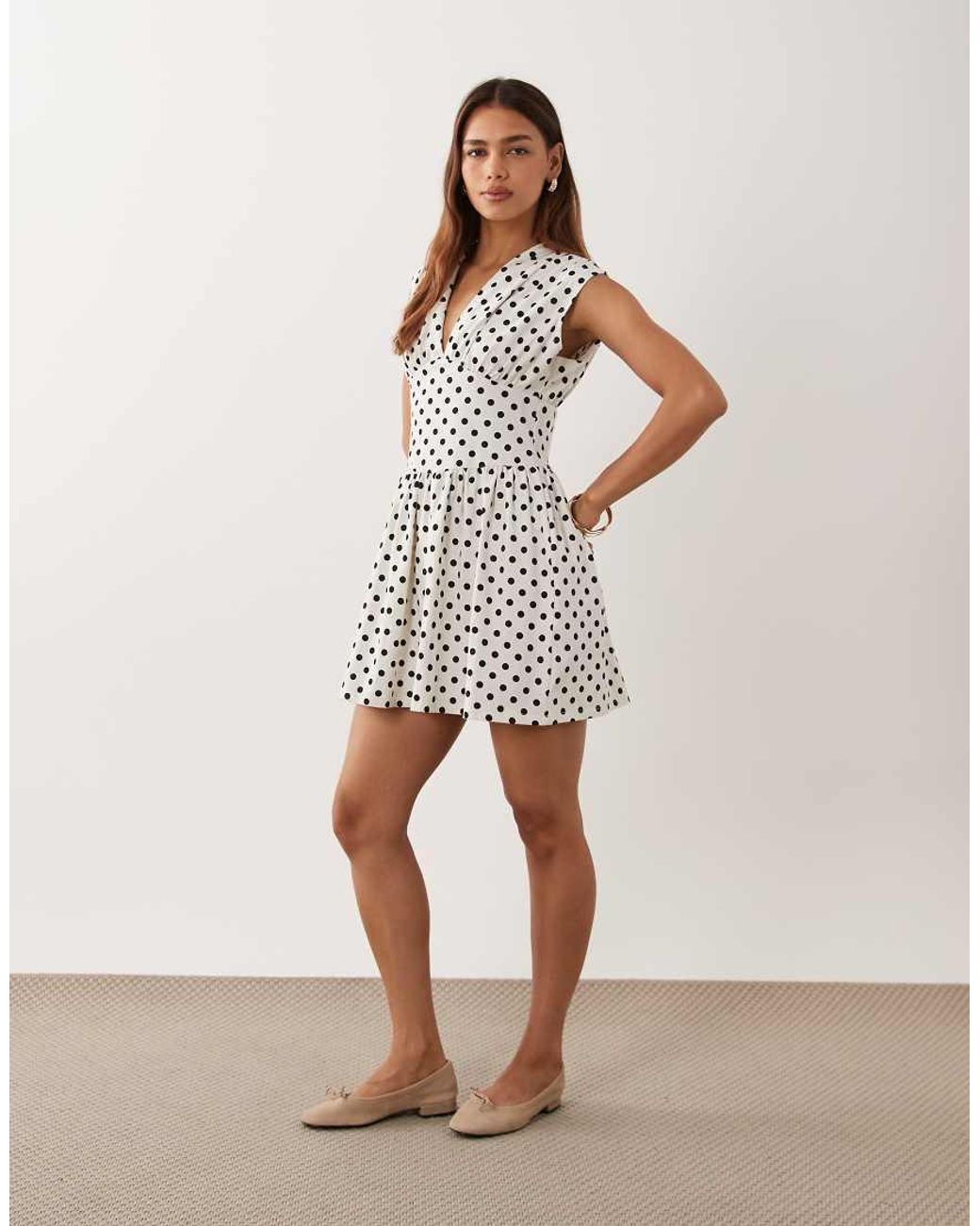 ASOS White Short Sleeve Cinched