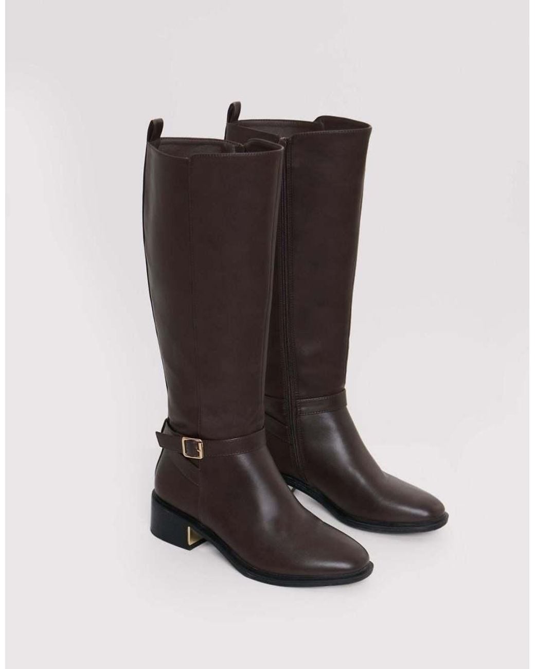 Threadbare Black Faux Leather Riding Boots