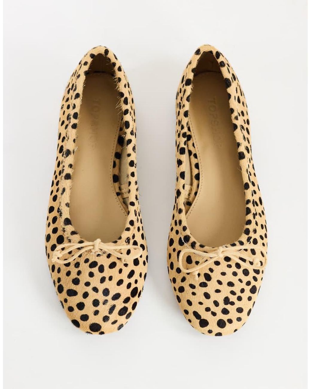 TOPSHOP Metallic Dottie Real Leather Block Heel Ballet Shoe
