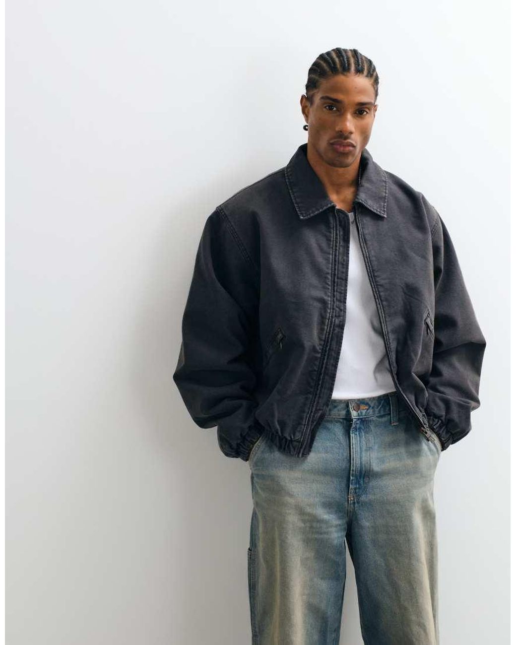 Weekday Blue Canvas Bomber Jacket for men