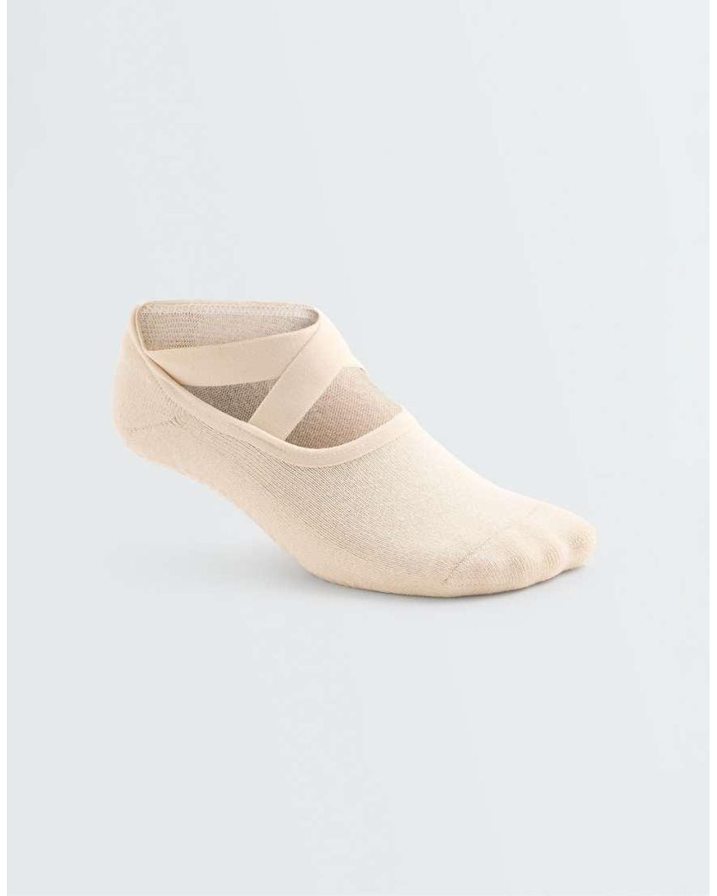Oysho Natural 2 Pairs Of Padded Cotton Blend Yoga And Pilates Socks With Crossover Straps